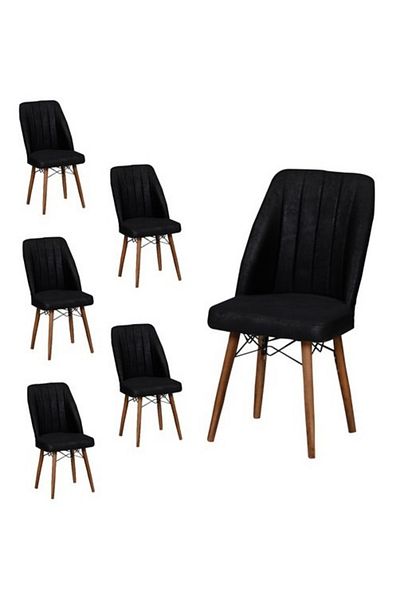 Desire Berlin Chair Set, 6 pcs Package, dining, kitchen, upholstered with fabric, wooden legs