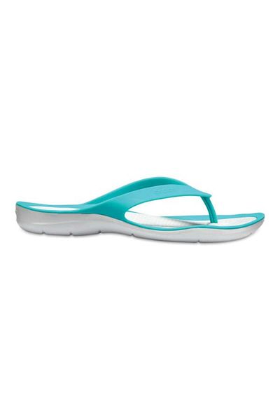 Crocs Flip-uri Swiftwater pentru femei, 38-39 EU - W8 US Albastru - Turcoaz tropical/Alb perlat