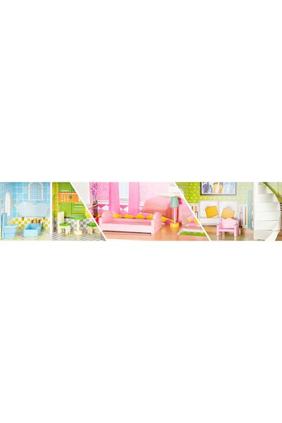 SMARTIC Wooden dollhouse V1, 8 pieces of furniture, 5 rooms, age 3 years+, Smartic, multicolor
