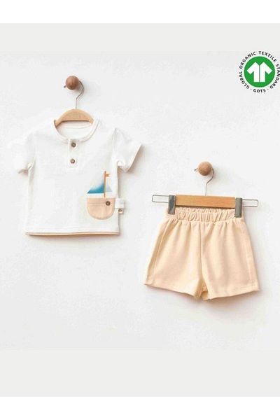 Zekids Baby Boy Organic Cotton Ship Printed T-Shirt Shorts Set
