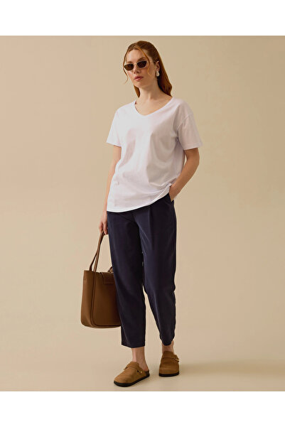 SEÇİL V Yaka Kısa Kollu Basic Tişört