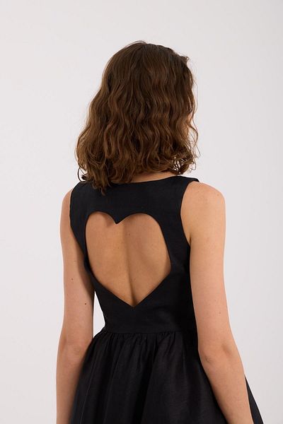 NOK İSTANBUL Back to Love 100% Linen Mini Dress Black