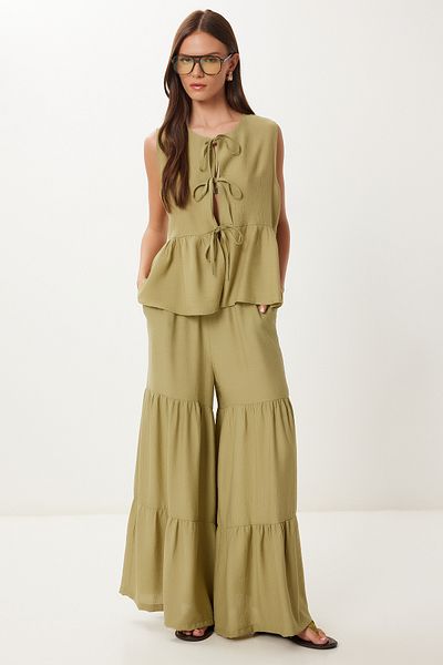 Lovelyİstanbul Flounced Viscose Trousers Blouse Set