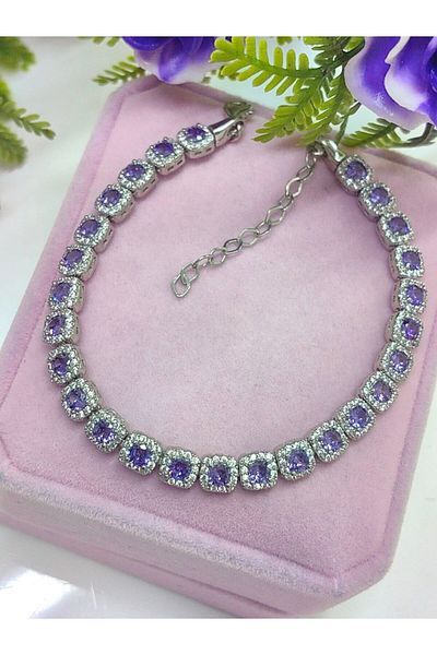 argint 925 Bratara pietre violet