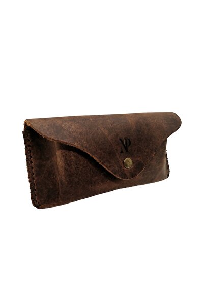 Natty Pell Sunglasses or Vision Glasses Case with Magnet, Leather, Brown