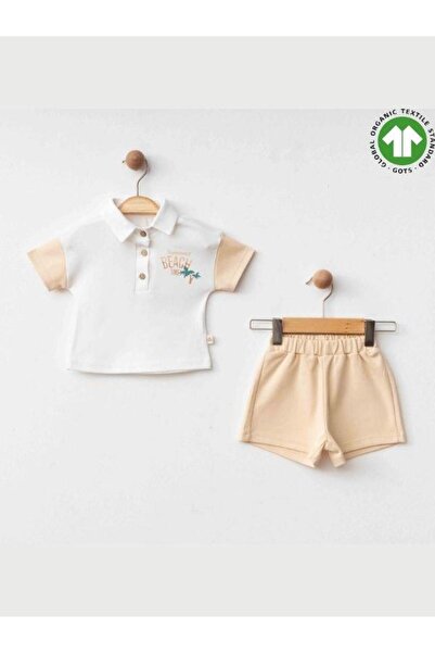 Zekids Baby Boy Organic Cotton Collar T-Shirt Shorts Set