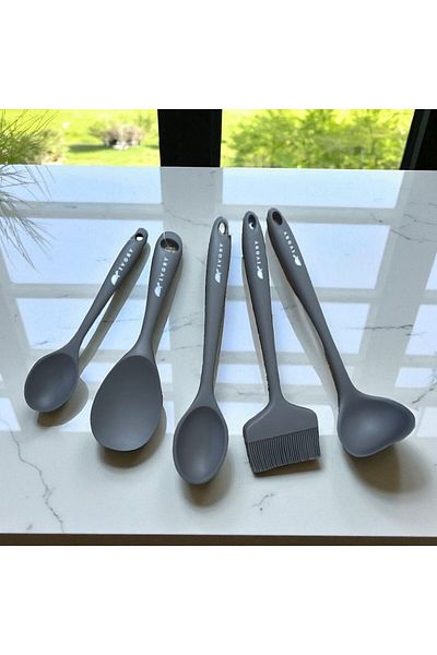 Gead Blackseries5 Premium Silicone Spoon & Sauce Brush & Ladle Gray