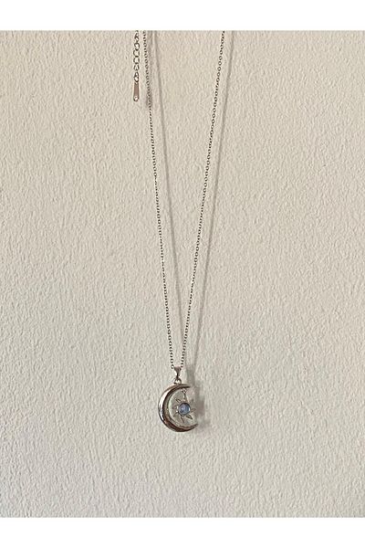 bijoux uniques Moon Sun Hologram Stone Steel Necklace