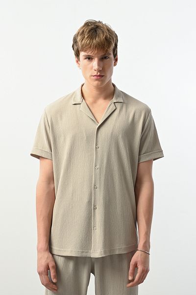 İLKCET MODA Ανδρικό πουκάμισο Oversize Άνετο Υφασμάτινο