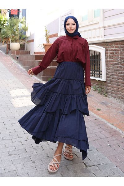 VAV Short Pleated Shirt - Burgundy - Vav