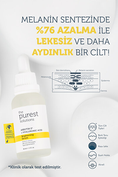 The Purest Solutions Leke Karşıtı Arbutin & C Vitamini Seti: 30 ml Leke Serumu + 8 ml Tanışma Boy C Vitamini