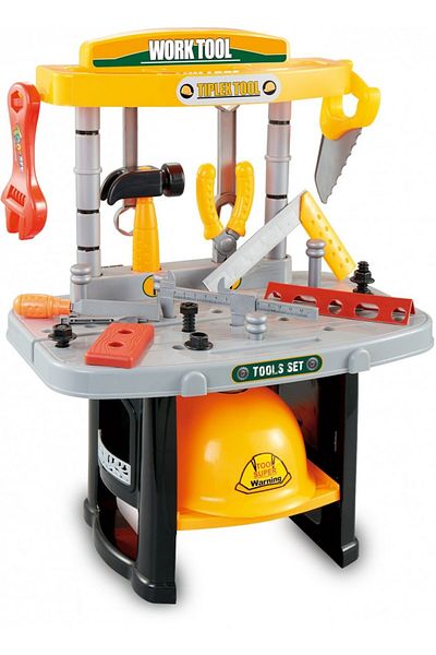 ideal STORE Banc de lucru, casca si scule mici pentru bricolaj, Dodo Toys DIY, Multicolor