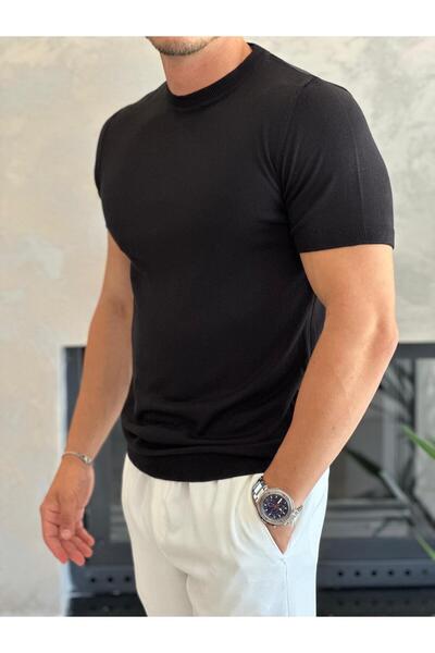 ECARTS Men's Slim Fit Cotton Crew Neck Tshirt Black Eca021