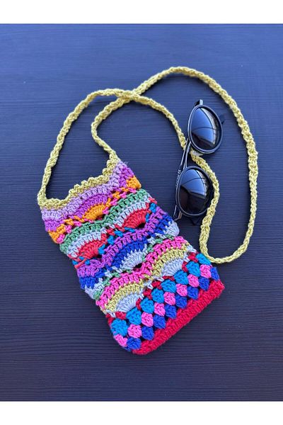 Patiska Tasarım Hand Knitted Colorful Bag – 11X18 cm |   Hanger Length: 90 cm