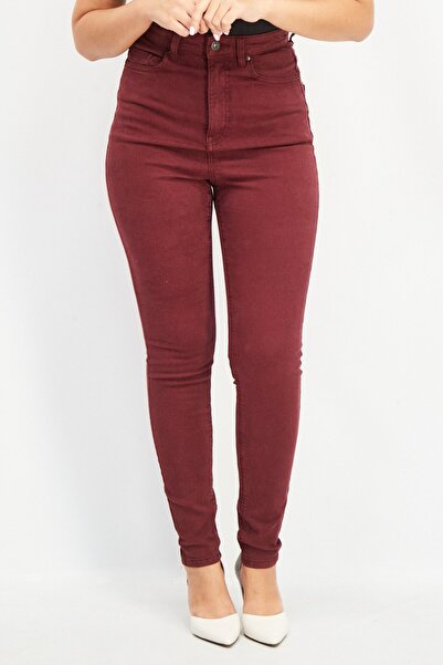 Esprit Women Skinny Fit Washed Stretchable Denim Jeans, Maroon