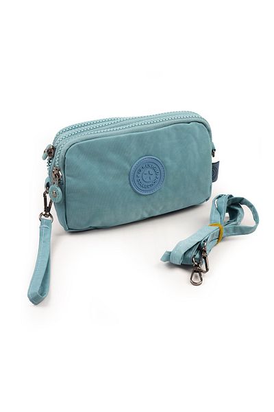 İMAKS Crinkle/Clinkir Waterproof 3 Zippered Shoulder Strap Mobile Phone Carrying Bag Wallet Aqua Blue 3031