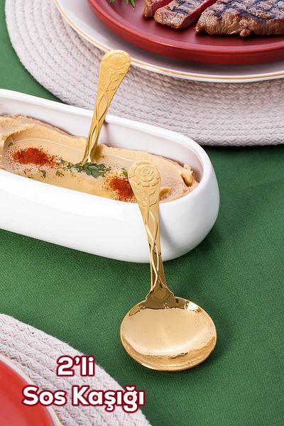 Porsima 5217 Metal Gold 2-Piece Sauce Spoon-Spoon 13cm