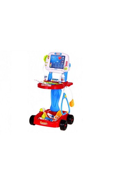 ERIC SHOP Doctor's Stand with ECG monitor and 17 accessories, Blue/Red