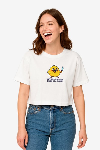 FANA Women's White T-Shirt Belalı Chick Slogan Printed Short Oversize T-Shirt