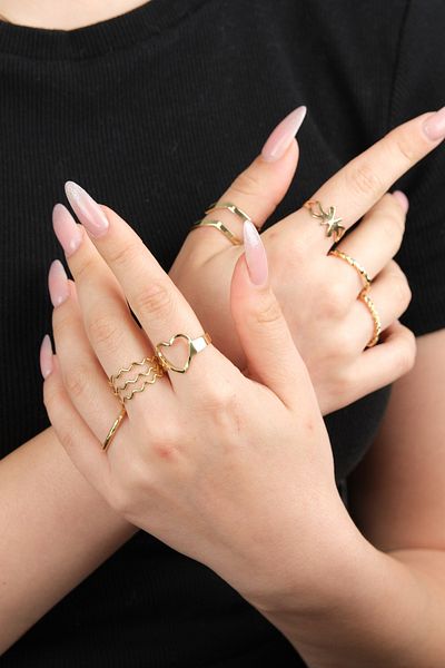Jack Ferrero Women's Gold Color Non-Fade Ring Set