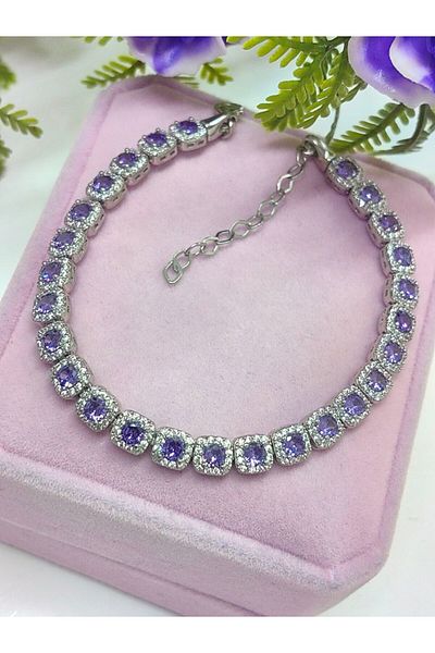 argint 925 Bratara pietre violet