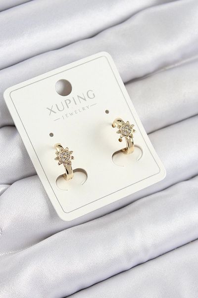 Mey İthalat Bfs Xuping Zircon Stone Flower Model Gold Color Women's Earrings