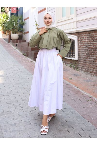 VAV Short Pleated Shirt - Khaki - Vav