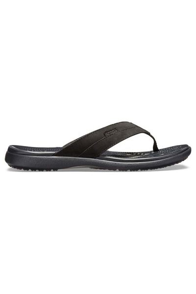 Crocs Men's Santa Cruz Leather Flip Clogs 39-40 EU - M7 US Black - Black/Black
