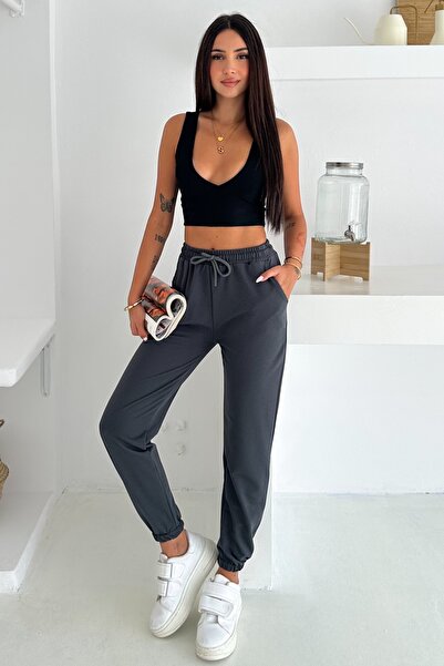 FEMELLE Women's Smoked Sweatpants with Elastic Legs and Waist