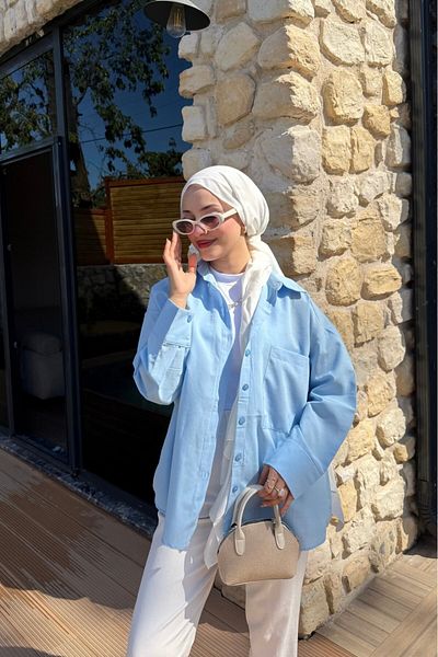 lurex moda Cămașă cu o singură buzunar de mărime mare