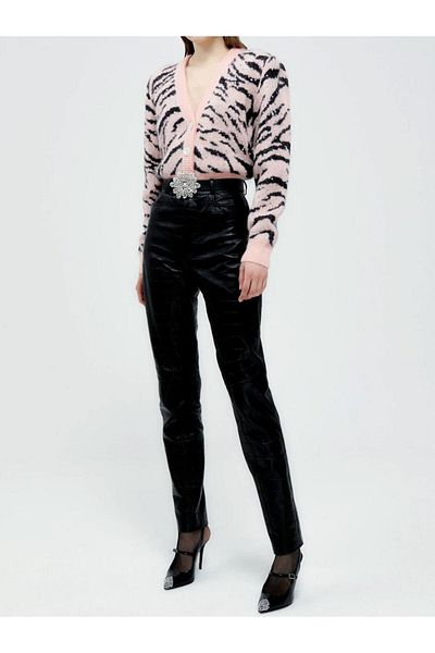 Alessandra Rich Zebra Pattern Knitted Cardigan