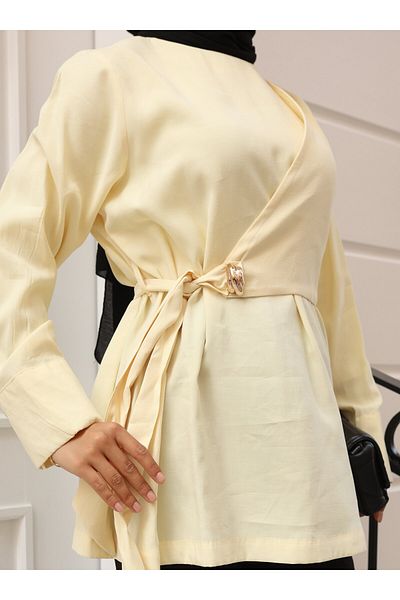 VAV Bluz with Tie Front - Yellow - Vav