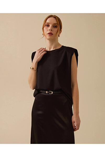 SEÇİL Vatkalı Kolsuz Yuvarlak Yaka Tişört