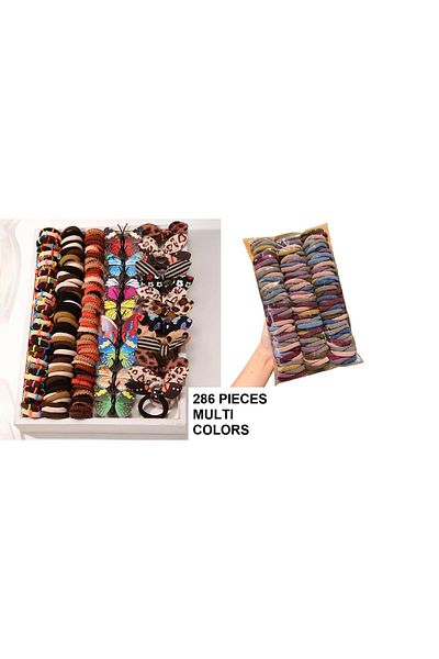Generic Assorted Hair Ties Set,Elastic Headbands,Ponytail Clips,Bun Makers,Styling&Multiple Hairstyles,1209