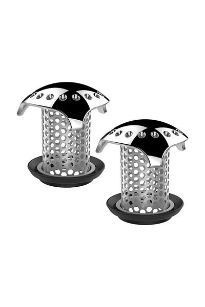 ANILLOROCA Set 2 pcs Filter/strainer protection for bathtub/sink drain, stainless steel, with rubber sealing ri