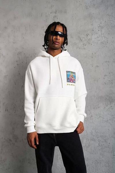 Silerra Men's Patel Six Printed Hooded Sweat - White