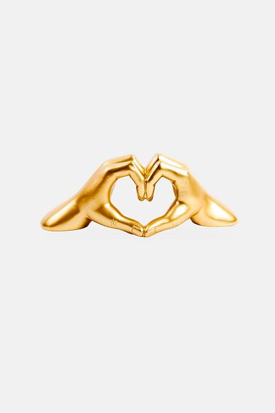 NANETTE LEPORE Decorative Polyresin Hand Heart, Gold