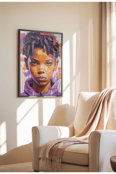 21mxm Street Art Poster, Vibrant Graffiti Portrait, Frameless Modern Canvas, Urban Vibe 2025