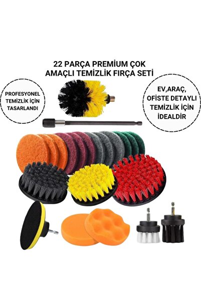 Polham Premium 22 Parça Profesyonel Ev, Ofis, Araç Detaylı Temizlik Seti, Mat...