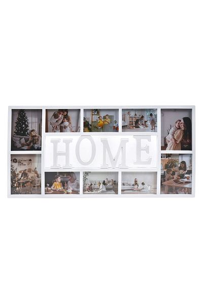 OEM Rama foto decorativa alba pentru 10 poze 10x15cm si 13x18cm, 72x36.5cm, set