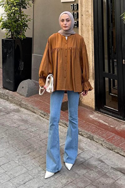 lamelif Roba Λεπτομερές Μουσουλμανικό Πουκάμισο Bitter Brown