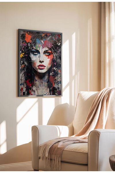21mxm Street Art Poster, Vibrant Graffiti Portrait, Frameless Modern Canvas, Urban Vibe 2025