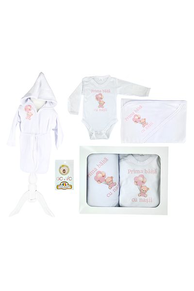 Inovius Trusou Prima Baita, Personalizat cu Mesaj - "Prima Baita cu Nasii" Ursulet Roz cu Baloane - TPB199