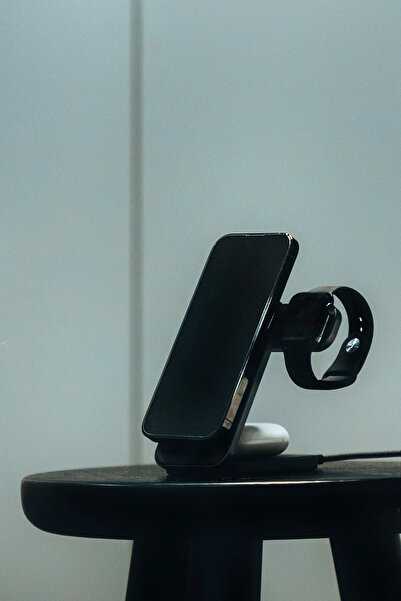 WANNA PROTECT 100W Type-C to Type-C Manyetik Kablolu 35W Adaptör 3in1 Kablosuz Şarj Standı Set Seyehat Kit Çanta