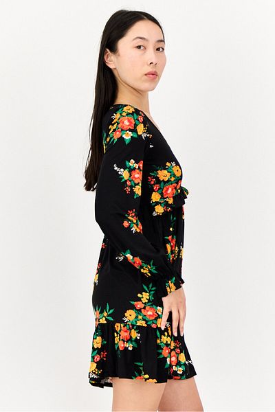 Miss Selfridge Women V Floral Print Midi Dress, Multicolor