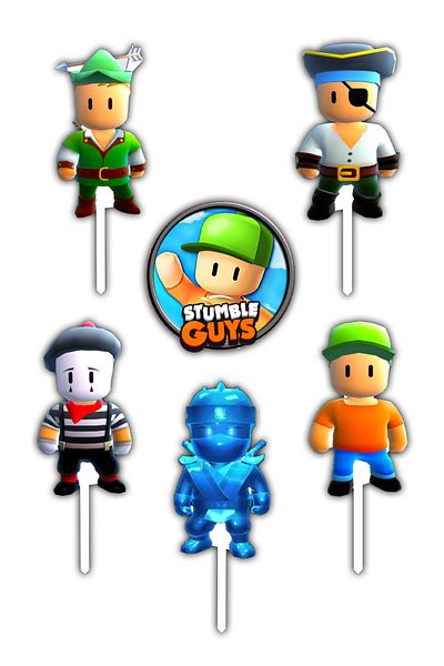 Bloom Atelier Stumble Guys Figurines, Set of 6 Cake Accessories, Cake Decoration Accessories, Cake Decorations