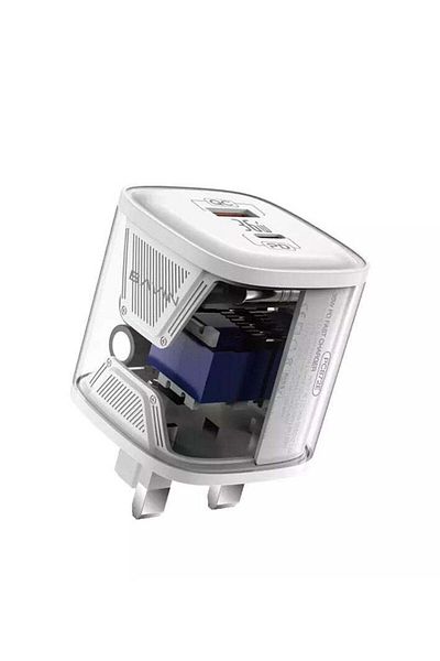 Bavin Dual Port Fast Home Charger 36W, White