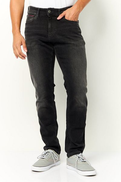 Tommy Hilfiger Men Slim Fit Washed Stretchable Jeans, Charcoal