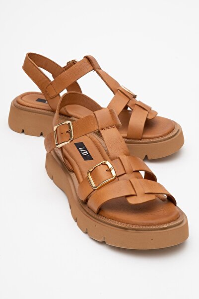Lizy Shoes Hakiki Deri Günlük Bantlı Kadın Sandalet
