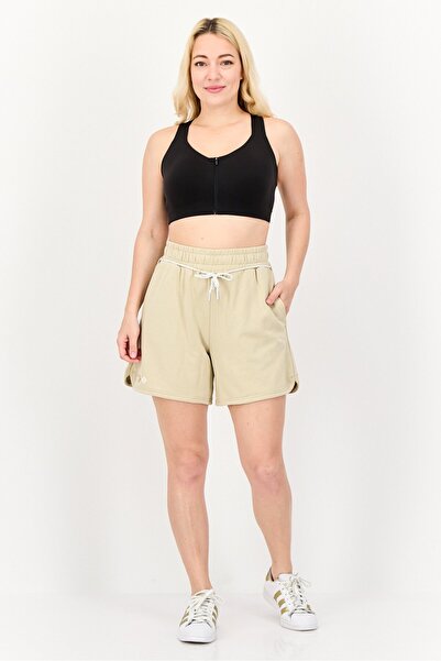 Puma Women Embroidered Logo Training Shorts, Beige